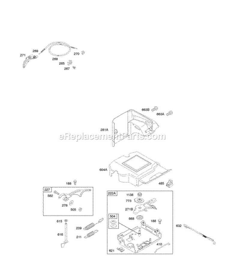 Controls Governor Spring Diagram and Parts List for 20E414-0162-E1  Briggs and Stratton Engine